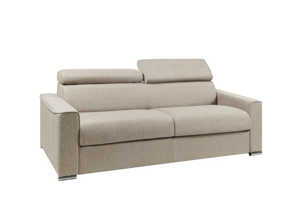 Sofá cama de 4 plazas de apertura rápida de tela Decoencanto - Beige - Cama 160 cm - Colchón 22 cm