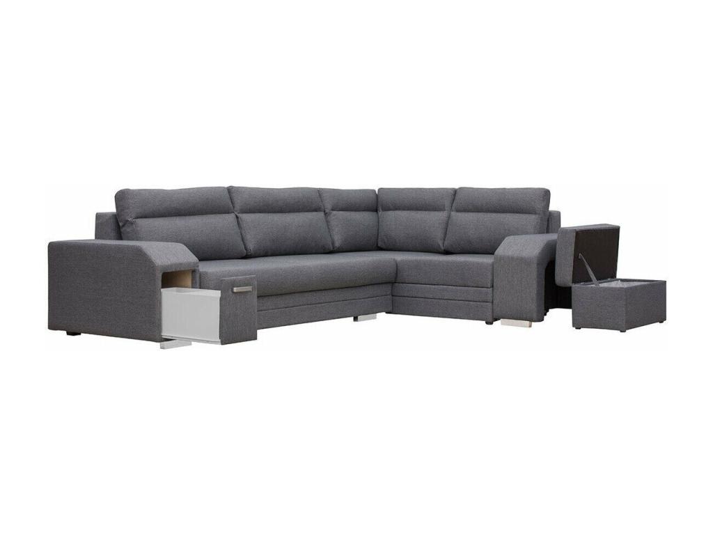 Sofá rinconero Nidolux 101 Gris Función de descanso Caja de ropa de cama 305x205cm