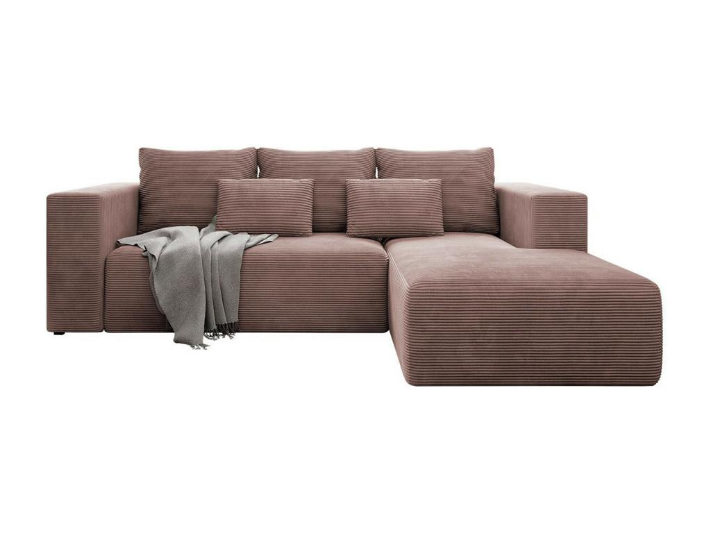 Sofá rinconero Arvada 116, Rosa, Función de descanso, Caja de ropa de cama, 255x161x91cm