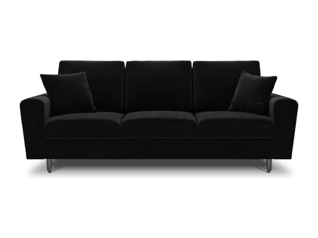 Lluesmamuebles - Sofá cama con baúl de almacenaje Lluesmamuebles 3 plazas de terciopelo negro - 235x100x88cm