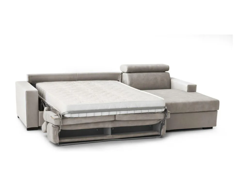 Sofa cama Vivircalido Sofá de esquina Made in Italy Sofá con apertura giratoria con Península de Contenedores a la Derecha con reposabrazos dysb35407