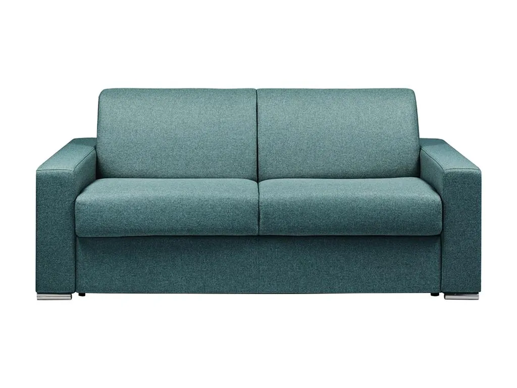 Sofá cama de 3 plazas de tela de apertura rápida Decocasaes -Azul - Cama de 140 cm - Colchón de 14 cm con memoria de forma wlny29951
