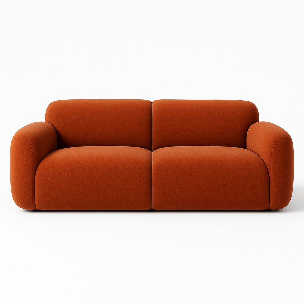 Sofá moderno de 2 plazas en color terracota,diseño contemporáneo,estructura robusta,ideal para salas de estar
