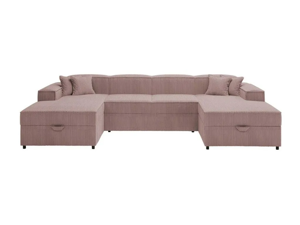 Sofá rinconero Nidovia rosa con caja de ropa de cama y función descanso 320x166x79 cm. zbo1697871
