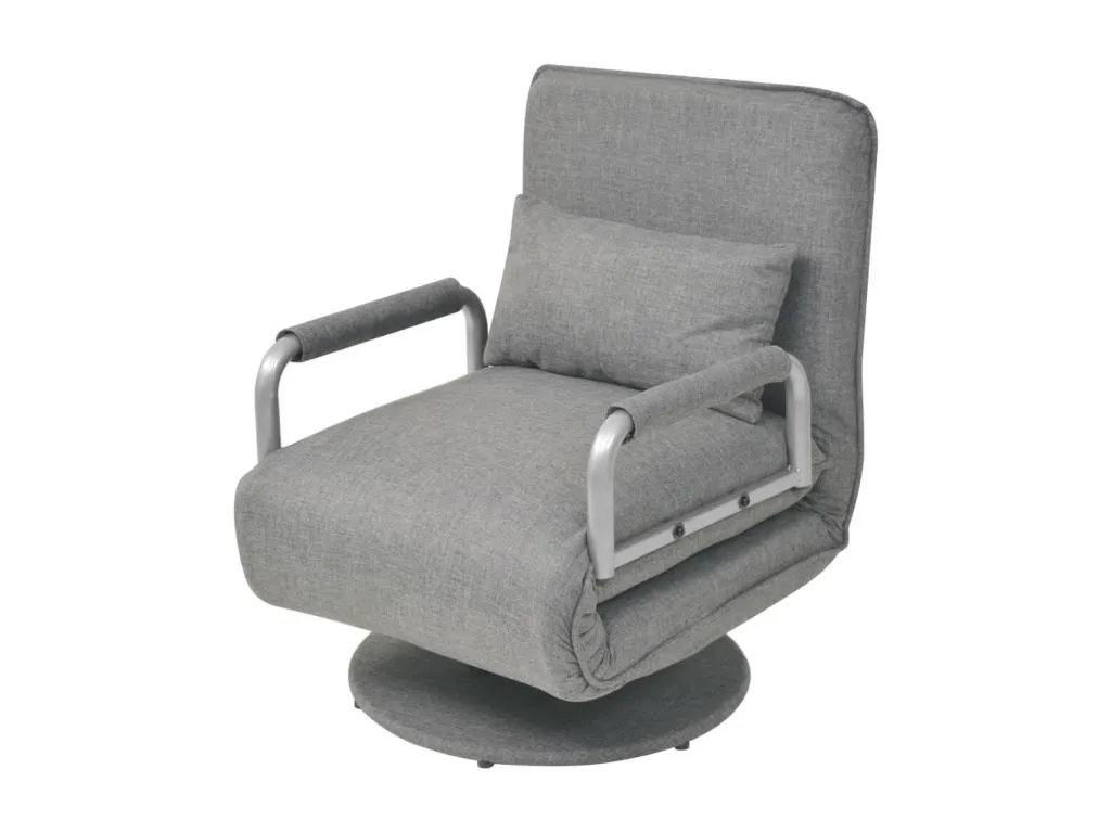 Silla giratoria y sofá cama tela gris claro