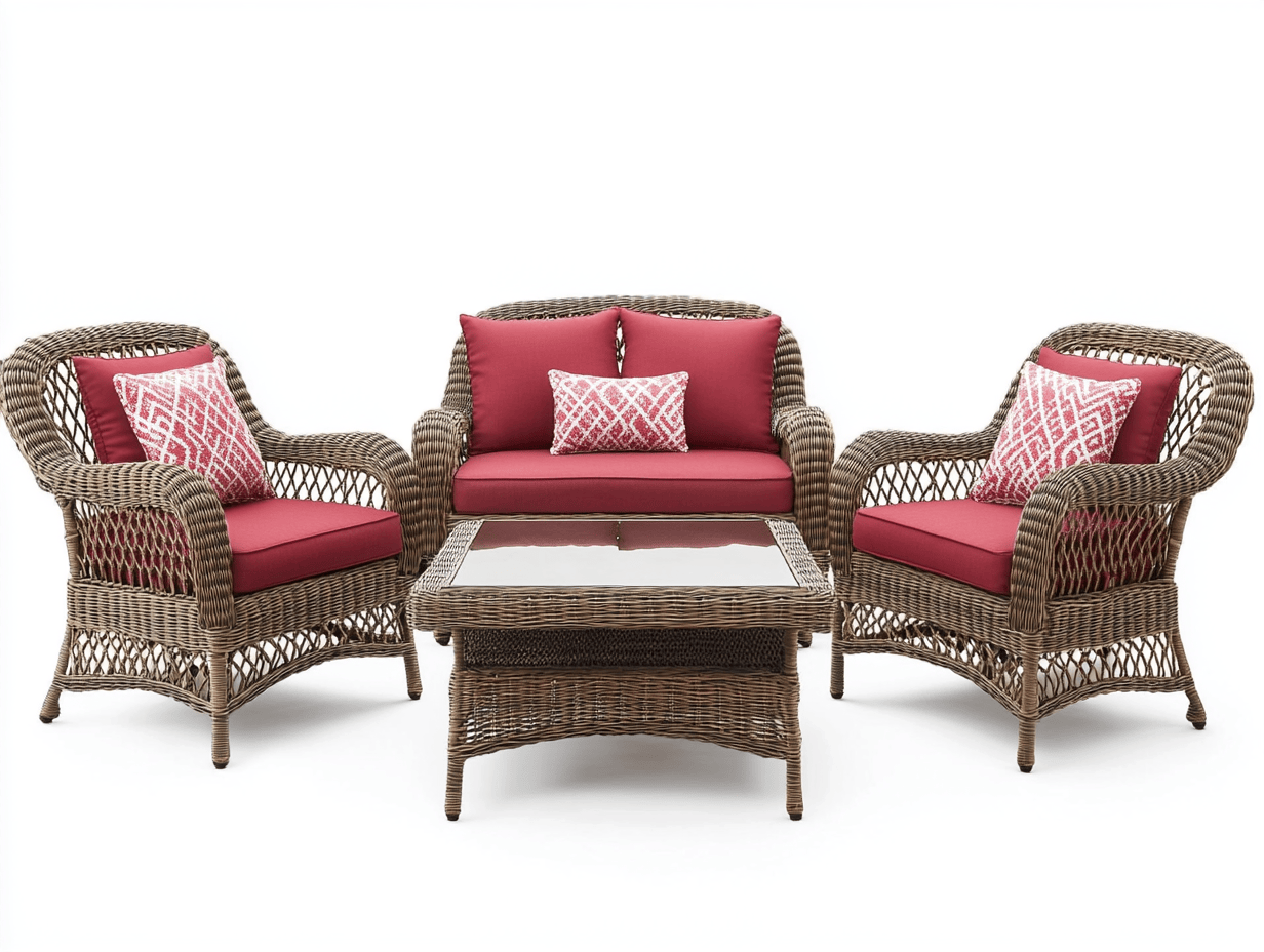 Conjunto de muebles de exterior 2 sillas + sofá 2 plazas + mesa centro – Ratán sintético y aluminio