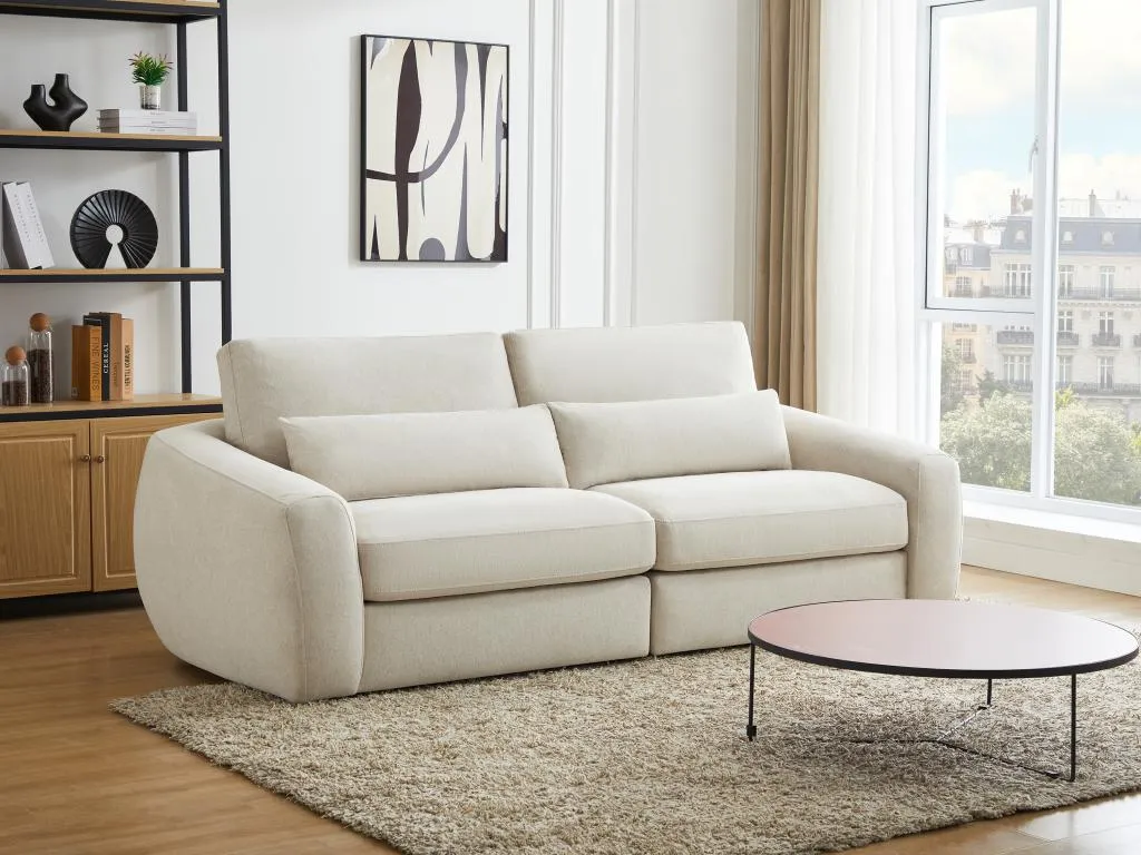 Sofá de 3 plazas de tela beige Prietocasa