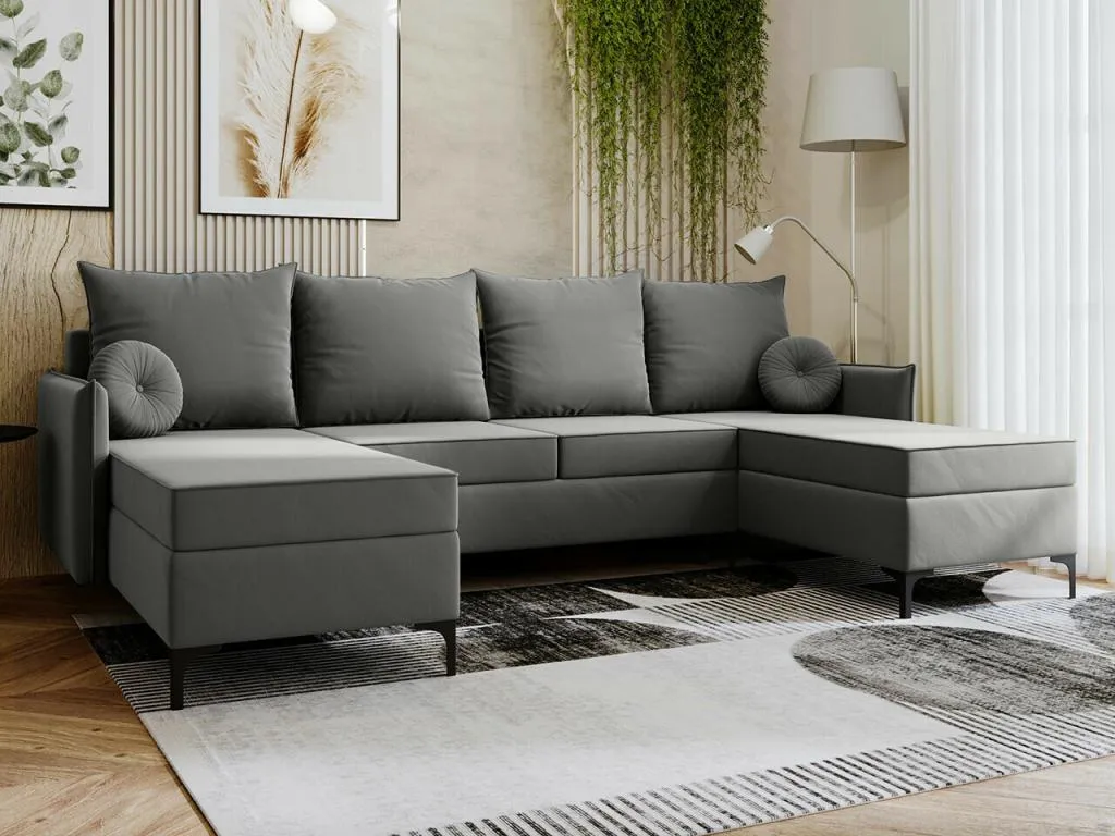Sofá rinconero Boverdeco 111 Gris Función de descanso Caja de ropa de cama 281x168x101cm