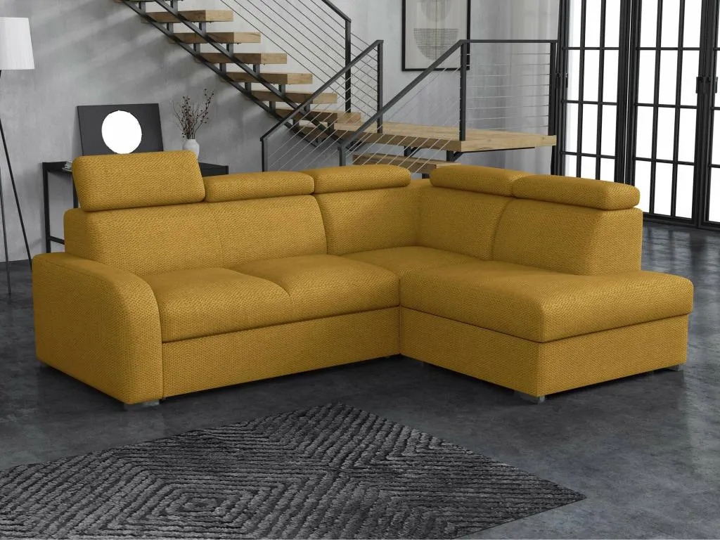 Sofá rinconero Decounico 229 Amarillo Función de descanso Caja de ropa de cama 250cm