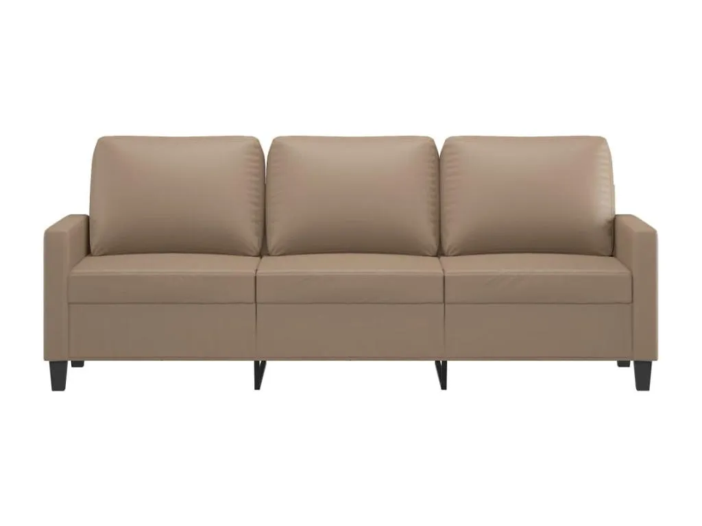 Sofá de 3 plazas de cuero sintético color capuchino 180 cm anzb24486