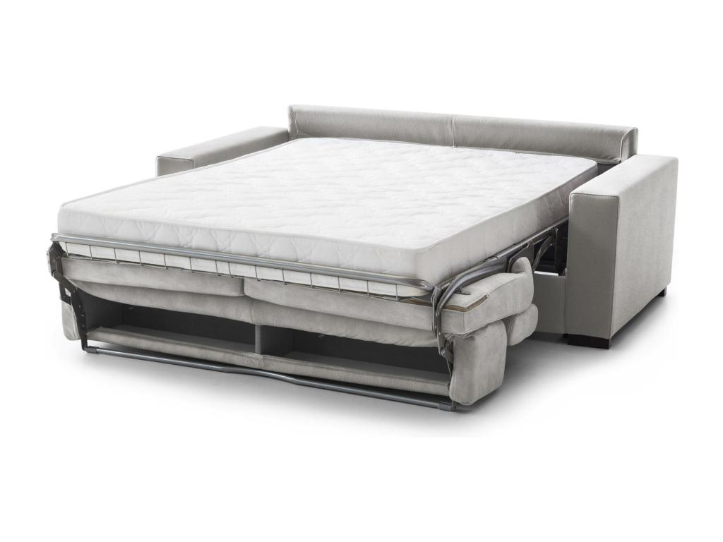 Sofa cama Daanda, Gran Sofá de 2 plazas, 100% Made in Italy, Sofá de salón con apertura giratoria, con reposacabezas ajustable y reposabrazos estándar, Cm 200x95h85, Gris