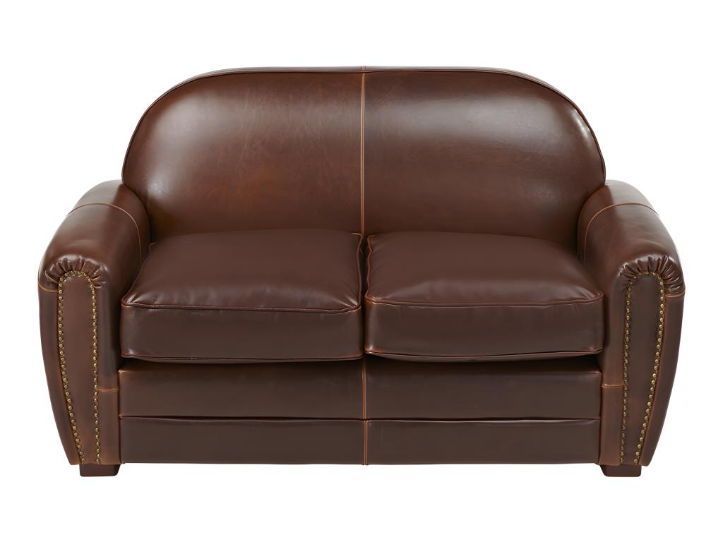 Sofá fijo en piel de ante 2 plazas color marrón chocolate nn0241z8