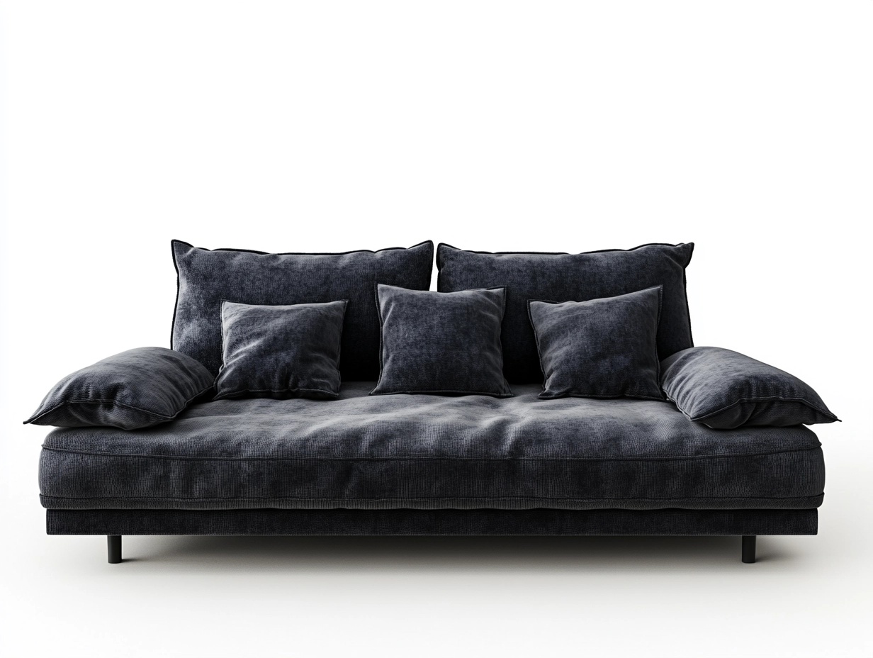 Sofá de 2 Plazas Tela de Poliéster Gris Oscuro con Cojines 150 cm x 90 cm x 85 cm