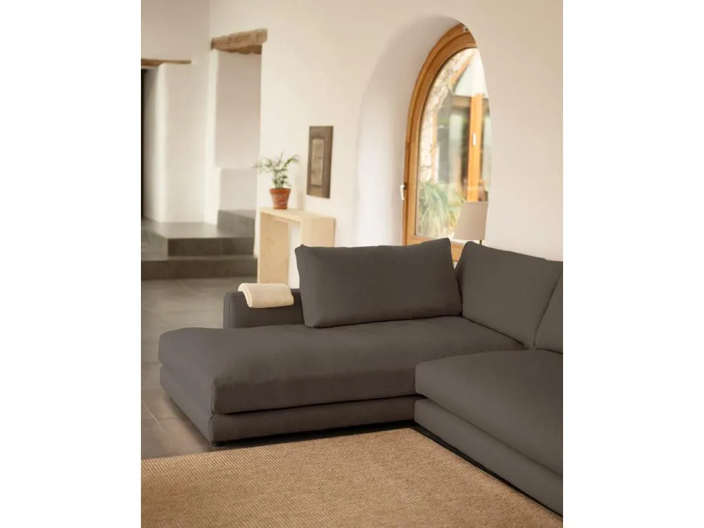 Sofá 3/4 plazas con chaise longue izquierdo tono gris oscuro 275x190cm - Francomuebleses