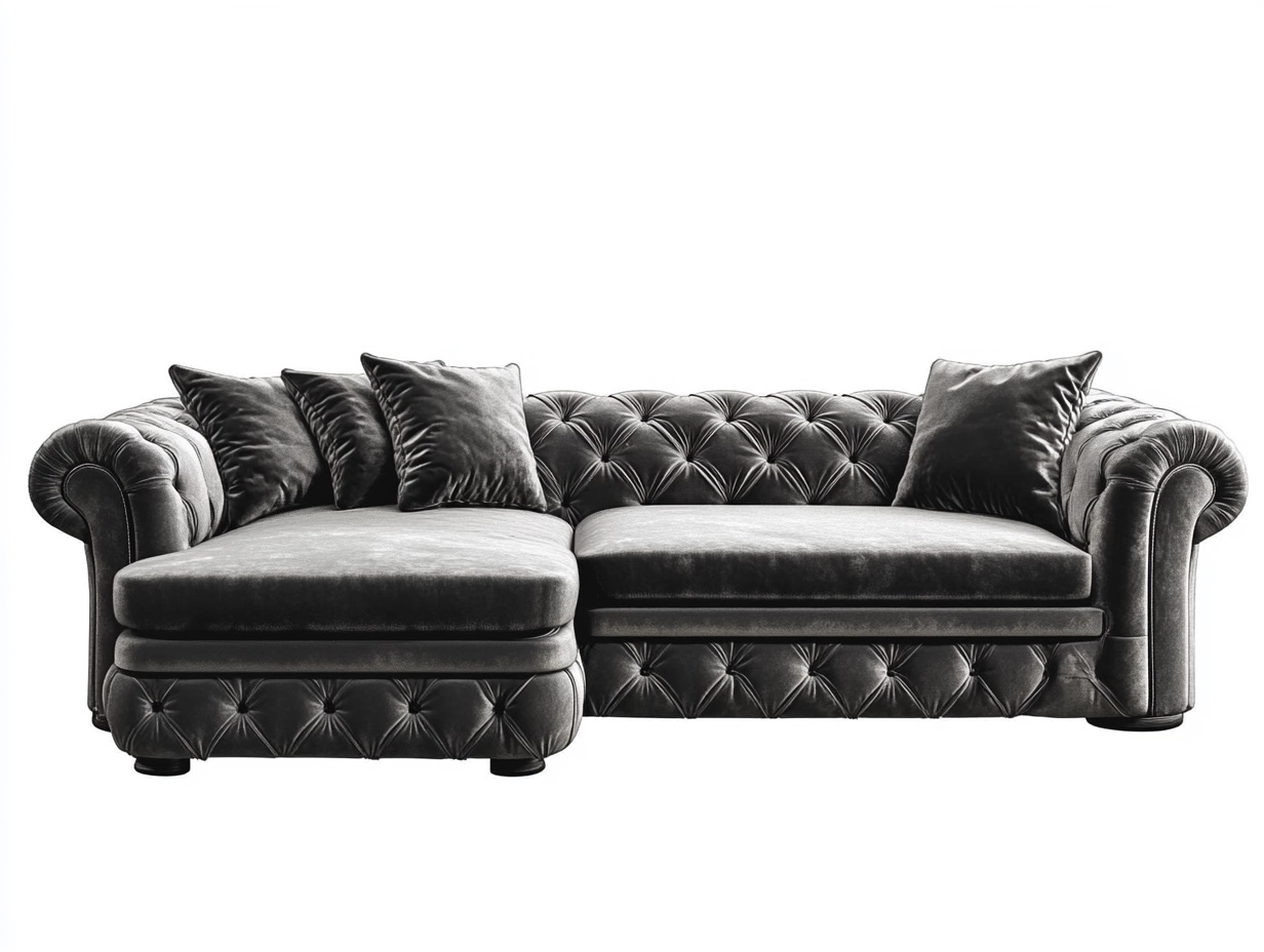 Sofá seccional estilo chester con chaise longue izquierda 250x160x85 cm para sala de esta