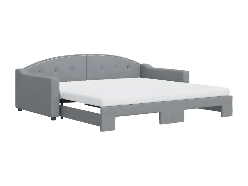 Sofá cama Mobtrendy con colchón tela gris claro 100x200 cm 67499glqz