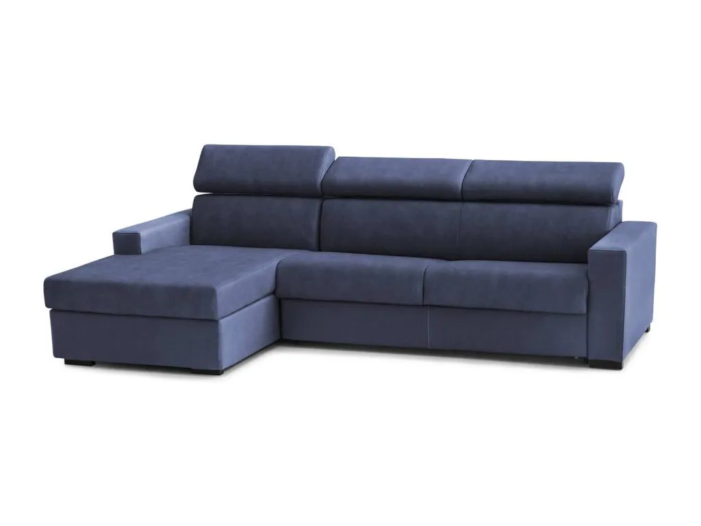 Sofá cama Habitarluz Sofá esquinero Made in Italy Sofá con apertura giratoria con península de almacenaje izquierda con reposabrazos estándar 19296ABXM