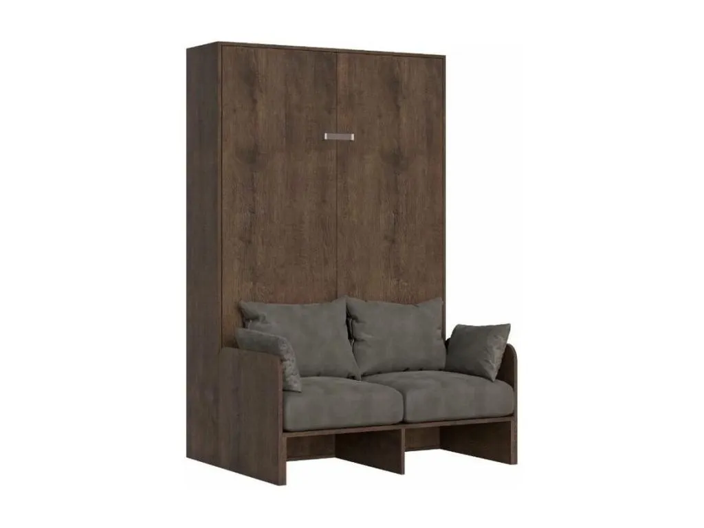 Cama abatible vertical en nogal con sofá industrial de tela Vivirsingular 140x190 cm - 32 colores de tela-Color Microfibra 14 zqhr58692