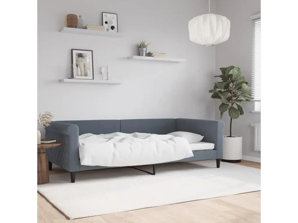 Sofá cama sin colchón terciopelo gris oscuro 100x200 cm