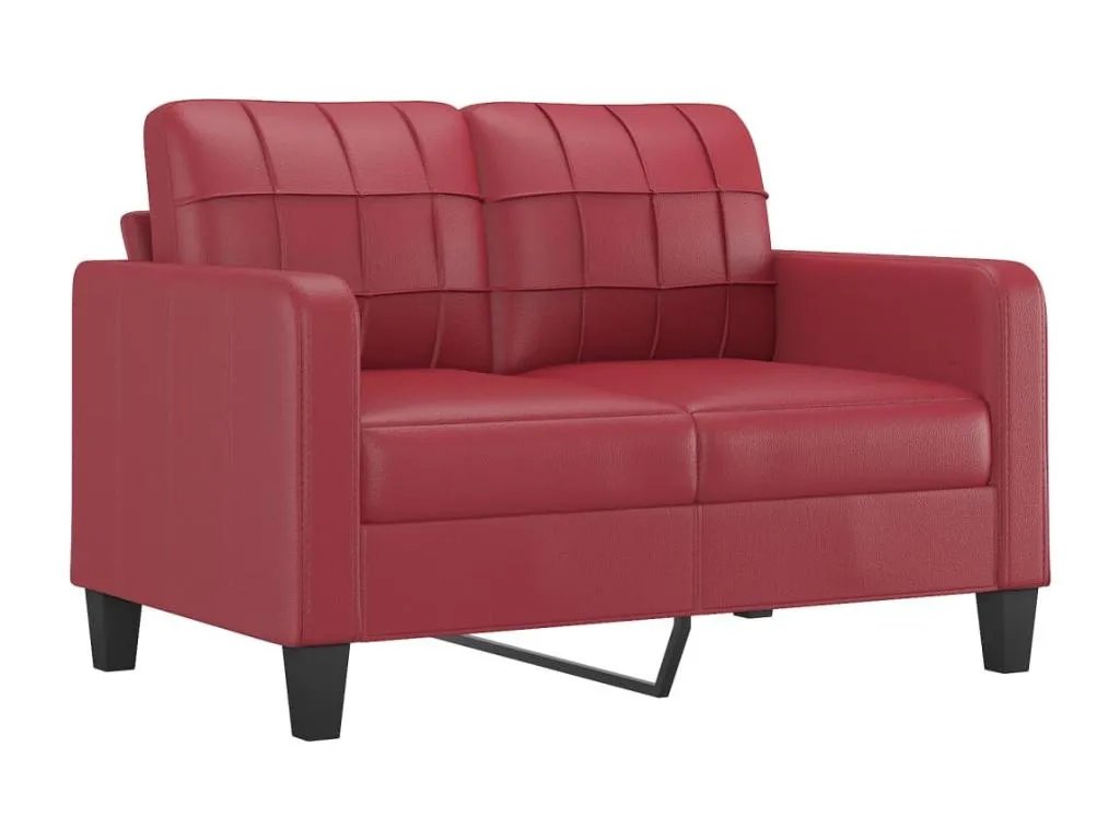 Sofá de 2 plazas de cuero sintético rojo vino 120 cm
