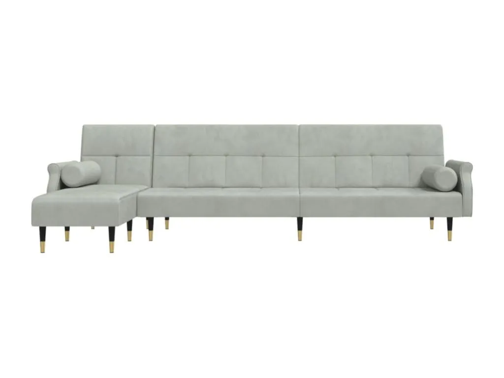 Sofá cama en forma de L terciopelo gris claro 271x140x70 cm 95305hhis