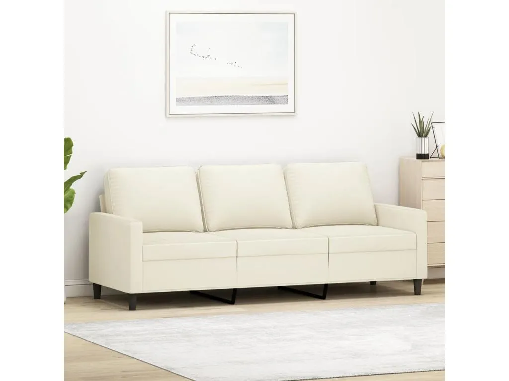 Sofá de 3 plazas terciopelo color crema 180 cm hkfl44183