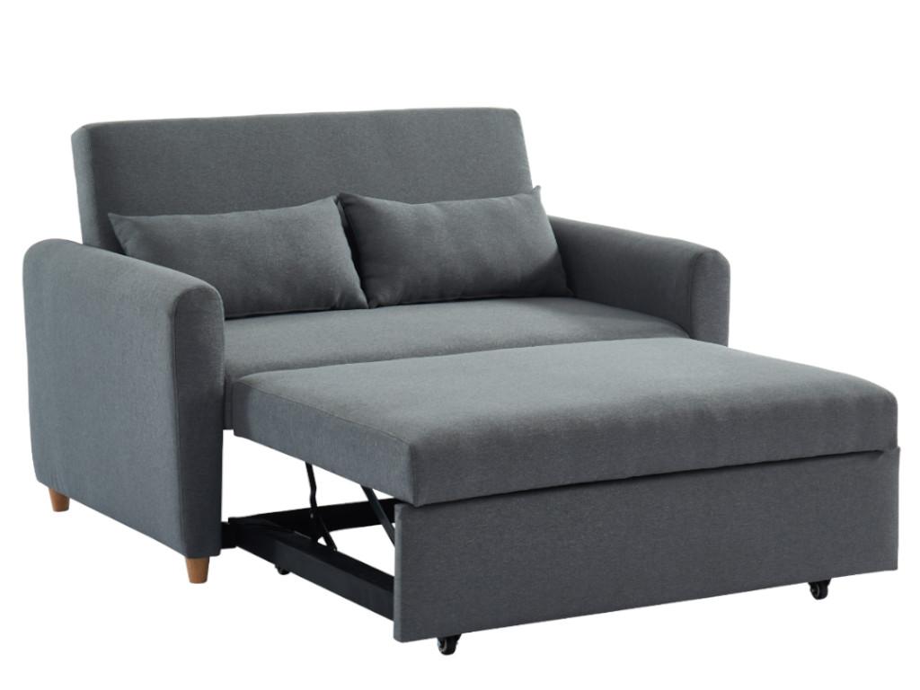 Sofá cama de 2 plazas de tela gris
