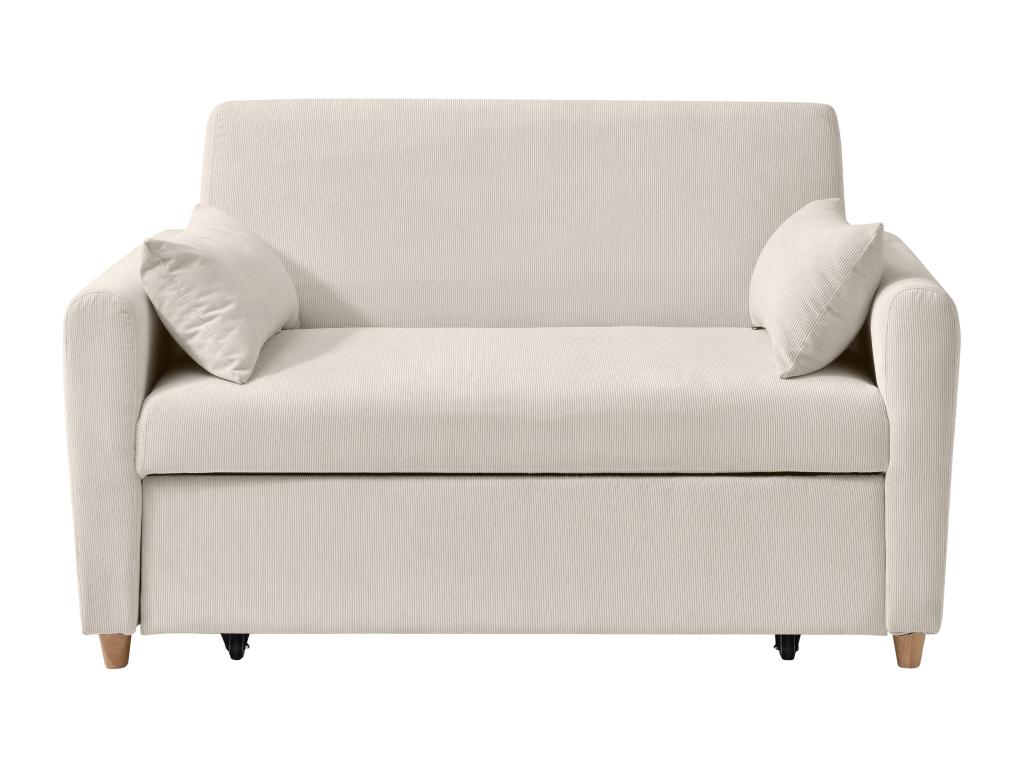 Sofá cama de 2 plazas de pana beige AYLA